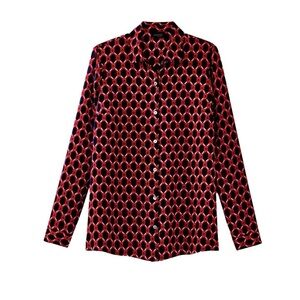J. Jill Red and Black Geometric Blouse